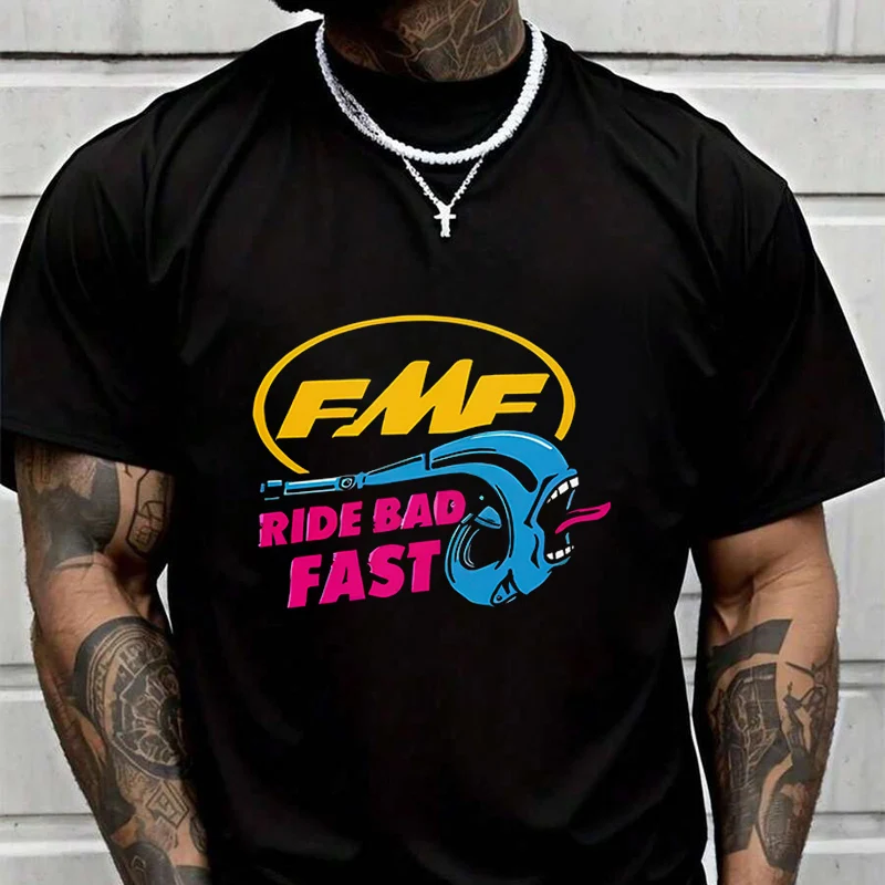 

Новая футболка с графическим принтом Motorcycle RIDE FAST DIE, повседневная футболка с круглым вырезом, футболка с принтом 2026