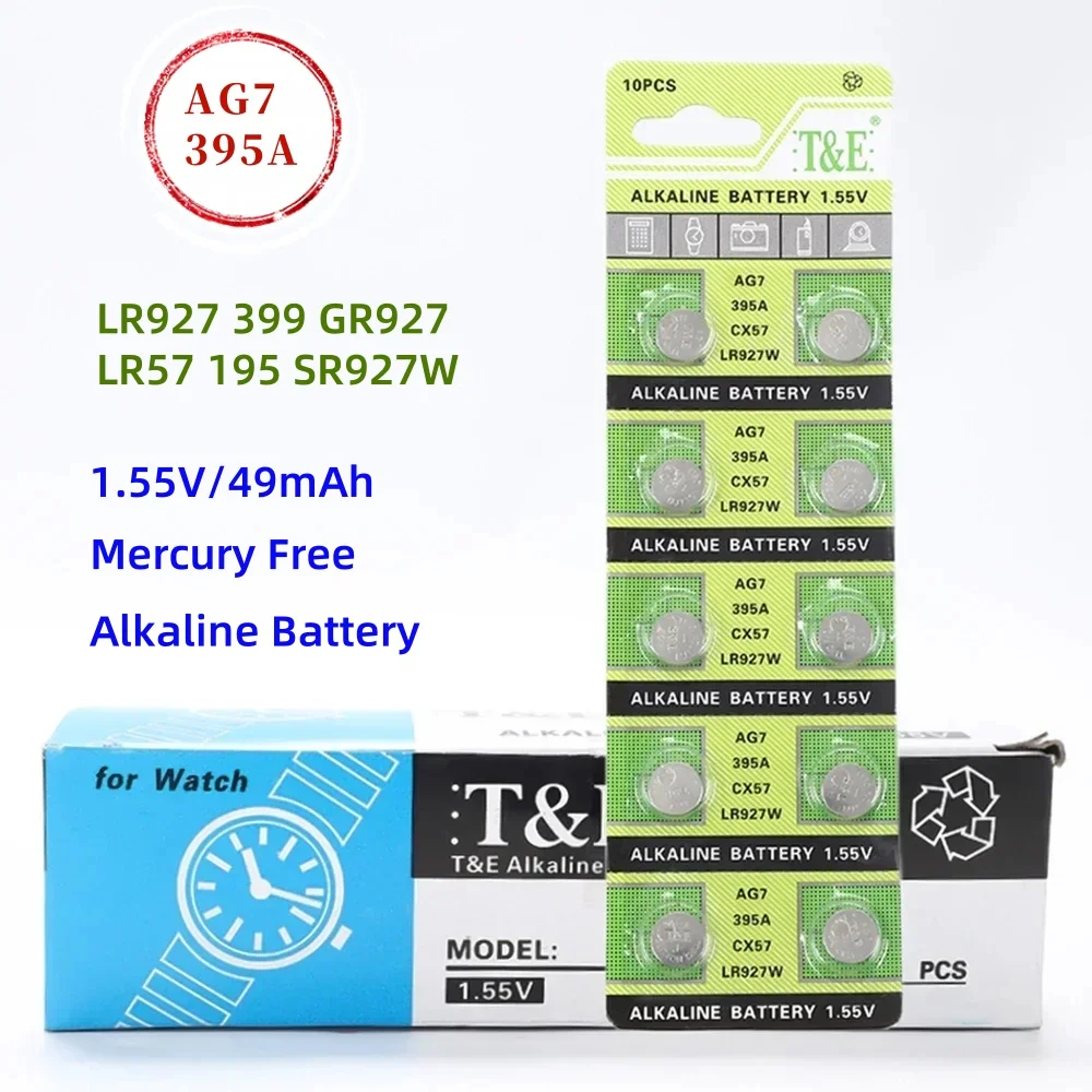 

200PCS Watch Battery AG7 LR927 LR57 SR927W 399 GR927 395A 1.55V Cell Coin Batteries For Toys Remote