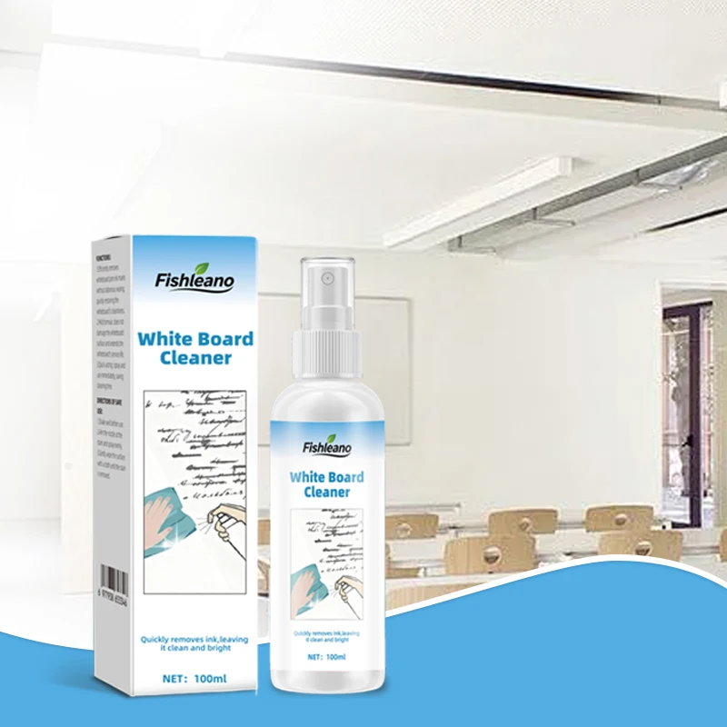 Fishleano White Board Cleaner 100ml Spray Quickly Removes Ink Stains No Damage to Whiteboard Surface