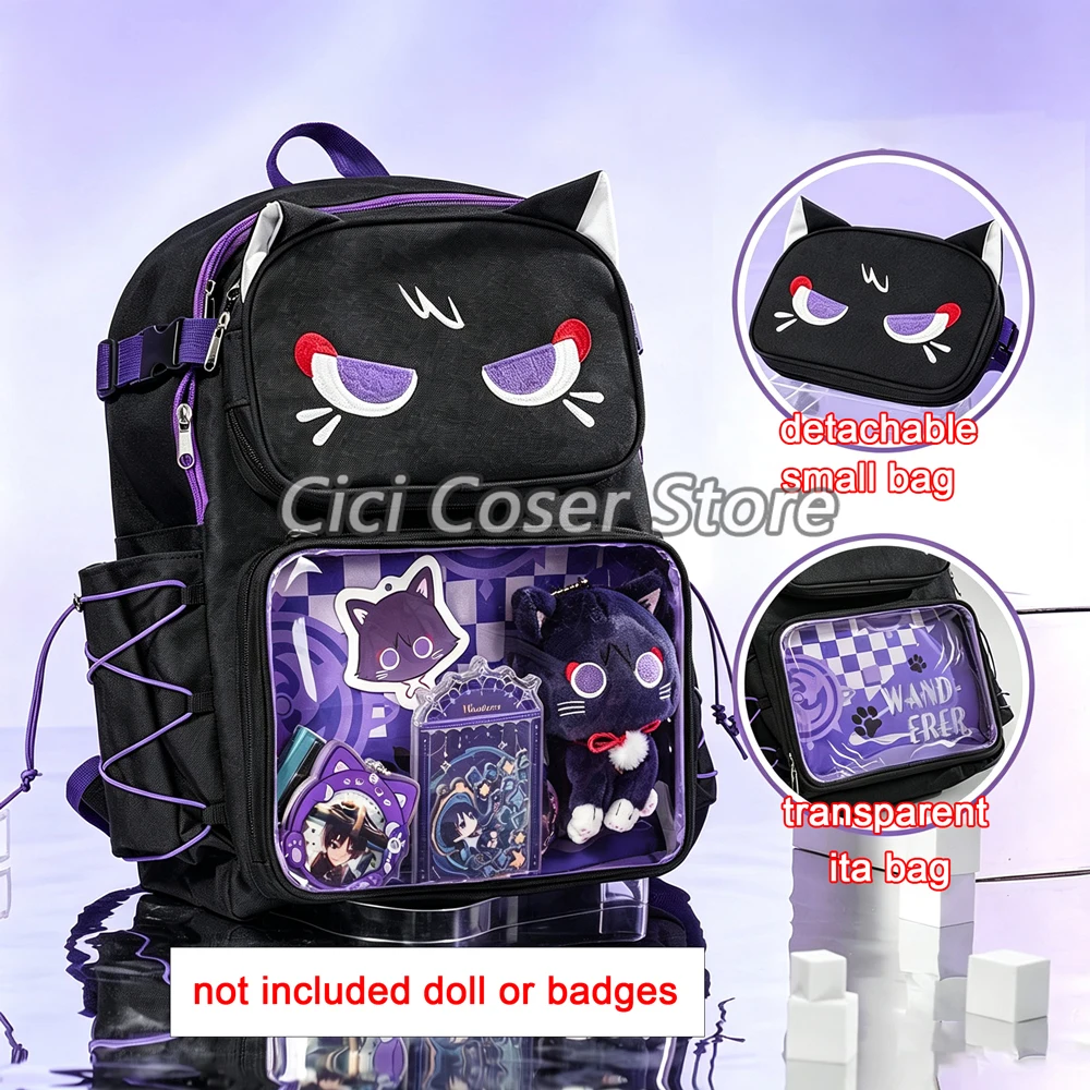 Game Genshin Impact Wanderer Schoolbag Scaramouche Large Capacity Backpack Detachable Crossbody Bag Itabag For Students Gifts