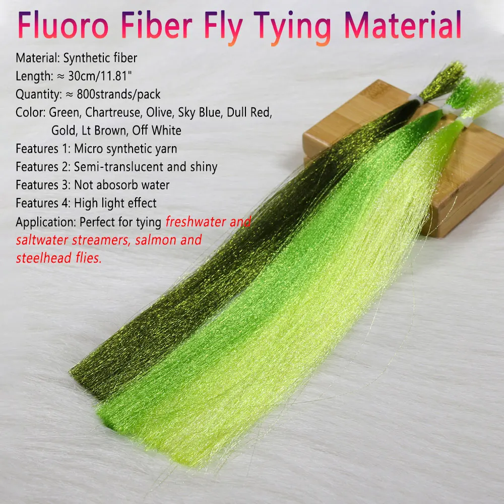 Bimoo 8Packs Fluoro Fiber Fly Tying Material Ultra Fine Synthetic Yarn Saltwater Streamer Steelhead Salmon Fishing Lures Baits