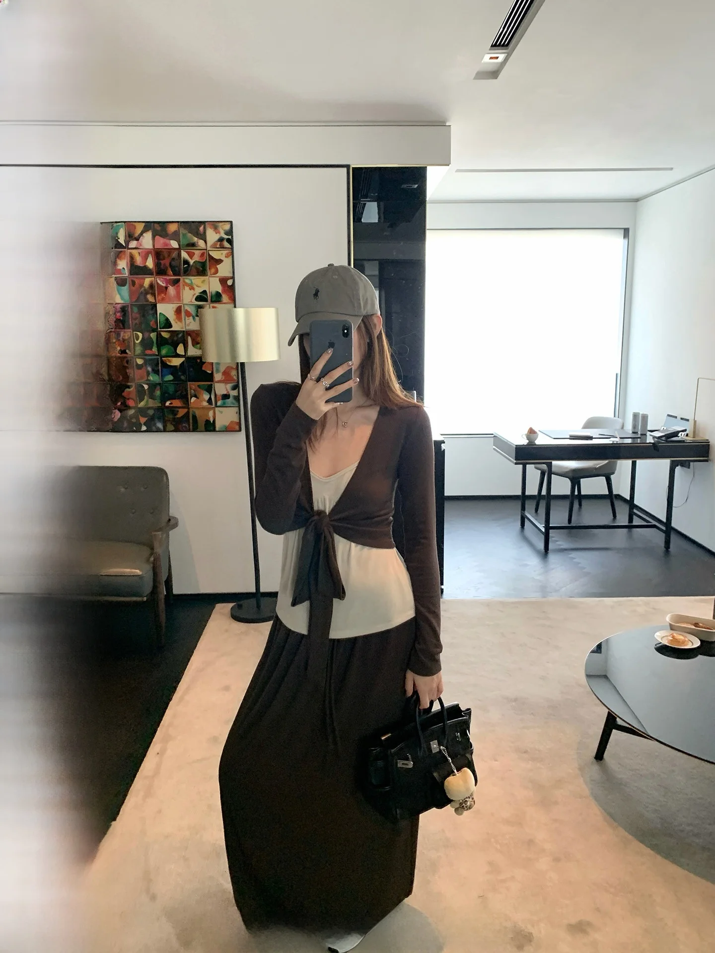 

Комплект Ranwear: Мягкая уютная блузка из модала и шерсти, короткий открытый кардиган и юбка с высокой талией, V-образный вырез, женский модный ансамбль