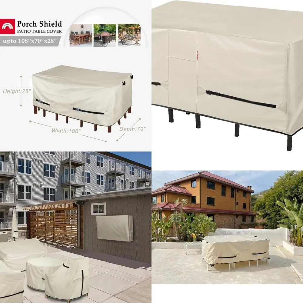 

Водонепроницаемый прямоугольный чехол для стола и стула для патио, бежевый, 108x70