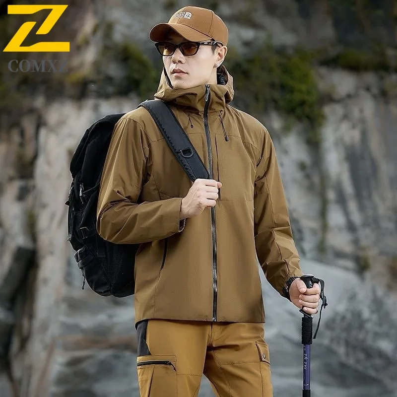 

COMXZ Men Jacket Casual Hooded Outdoor Mountaineering Multi Function Jackets Casual Camping Comfort Lightweight Autumn Coat