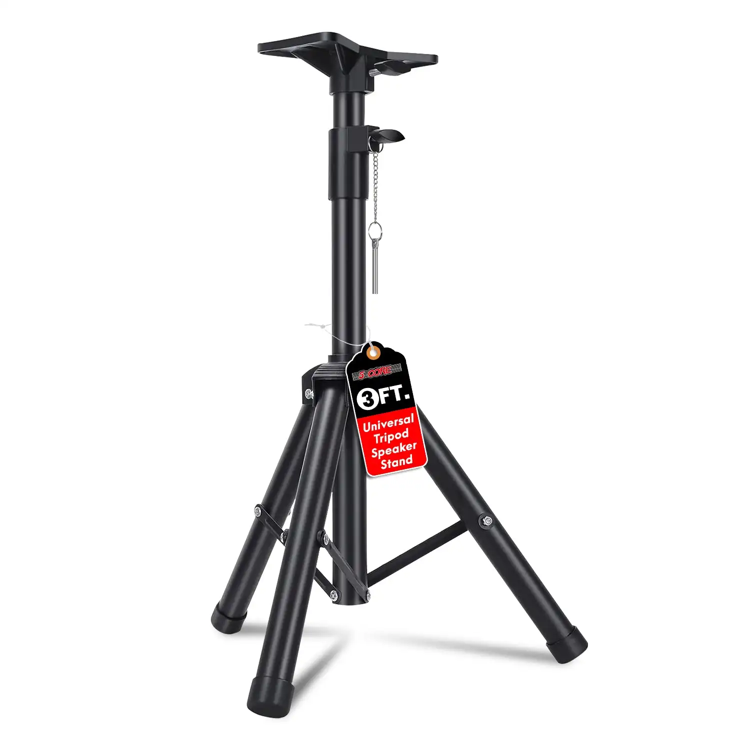 

5 Core Speaker Stand Tripod Floor Adjustable 24 - 36 Inch Short DJ Studio Monitor Stands SS HD 1PK 3FT BLK WoB