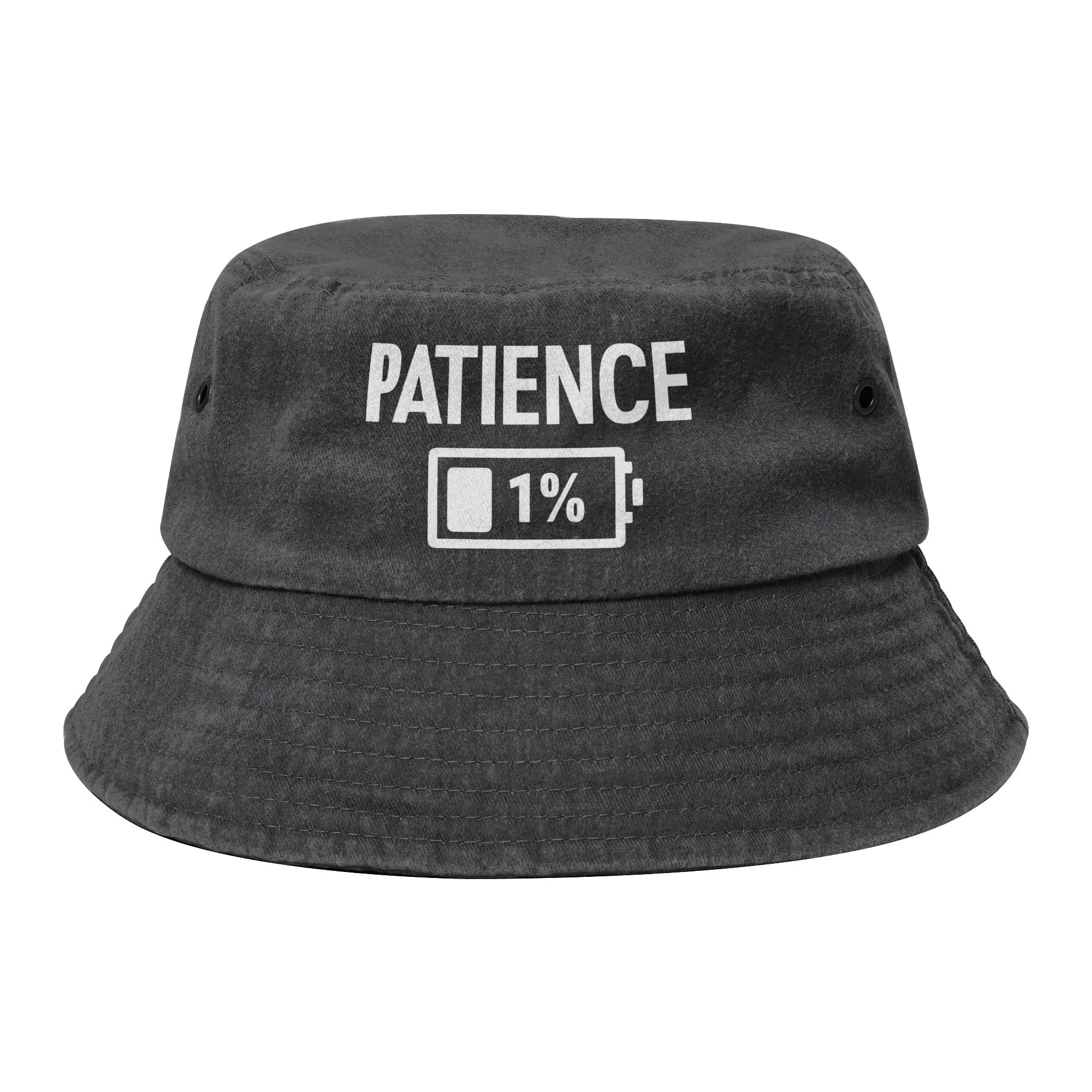 Patience at 1% Gift Unisex Bucket Hats Outfit Denim Cotton Fisherman Cap Vocation Wear Sun Cap