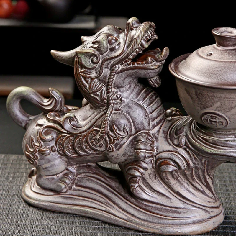 Ceramics Gift Kung Fu Teaware Set Ceremony Accessories Chinese Style Teaware Set Semi Automatic Porcelanato Silent Drink AB50TS