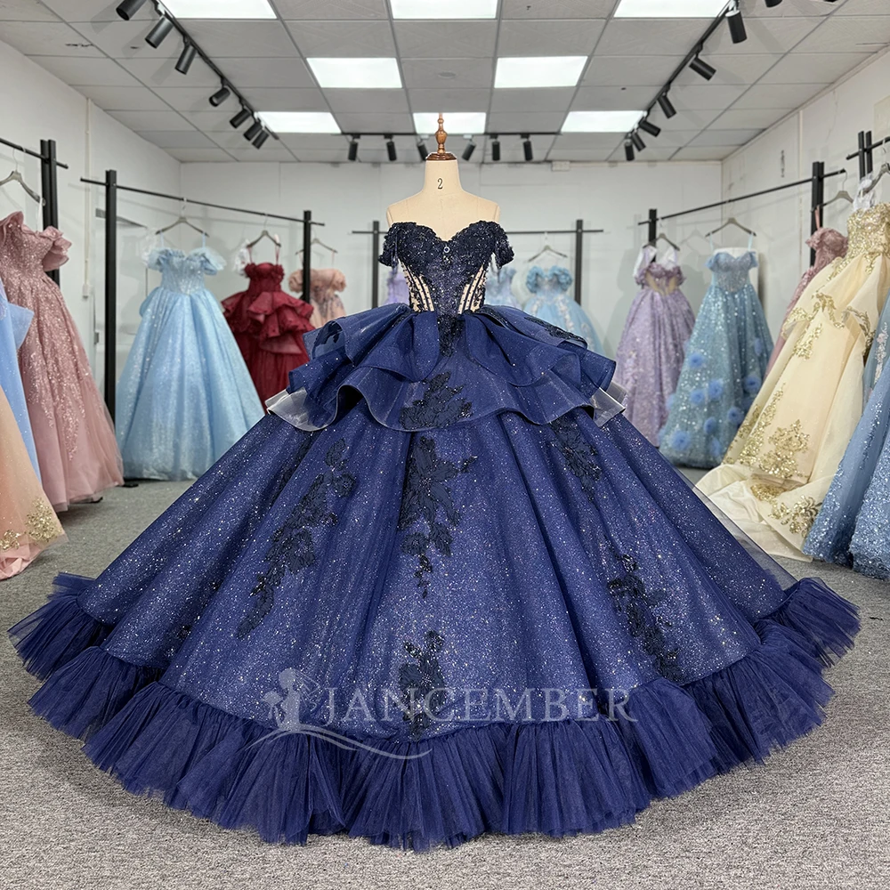 

Modern Ball Gowns Quinceanera Dresses for Girls Short Sleeves Ruched Rhinestones Sweetheart Tiered Vestidos De 15 Customized