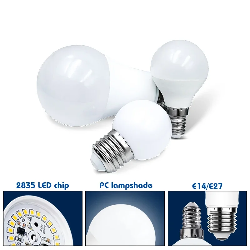 LED Lamp E27 E14 3W 6W 9W 12W 15W 18W 20W 24W Lampada Light Bulb 220V Indoor Lighting Warm/Cold White Home Decoration Bombillas