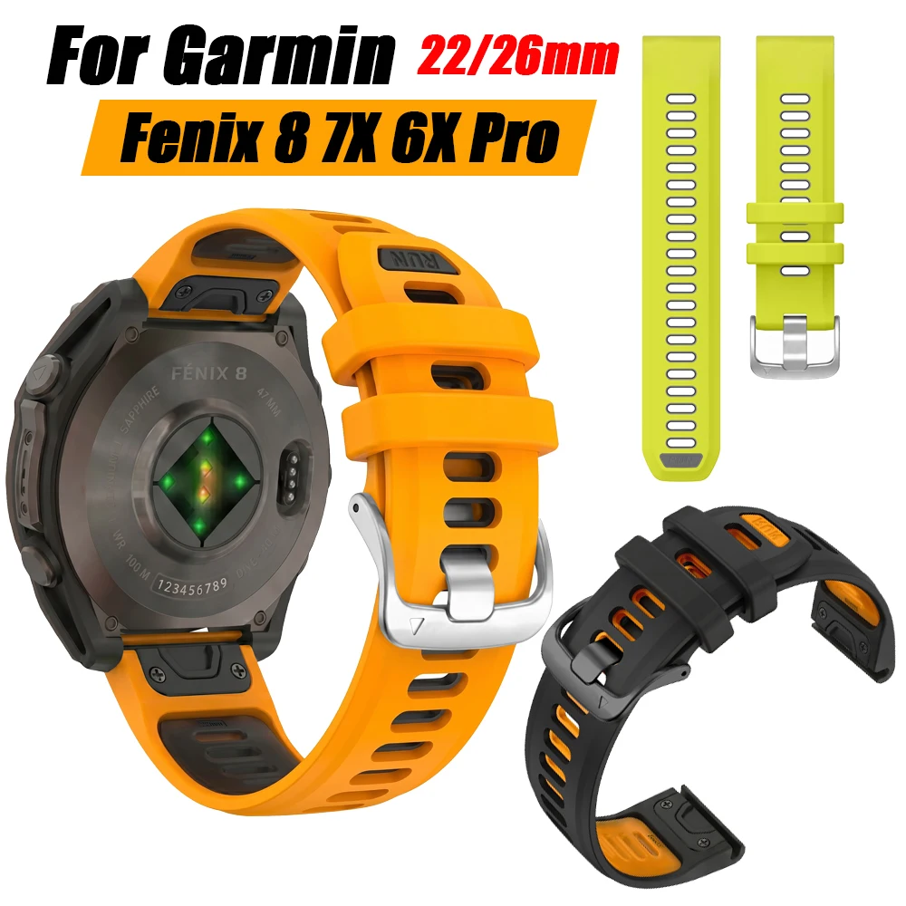 QuickFit 22mm 26mm Sport-Silikonarmband für Garmin Fenix 8 7X 7 6X Epix Pro Gen 2 47mm Tactix 8 51mm Armband Uhrenarmbänder