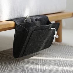 Felt Bedside Storage Bag Pouch Bed Desk Bag Sofa TV Remote Control Hanging Caddy Couch Storage Organizer Bed Holder Pockets