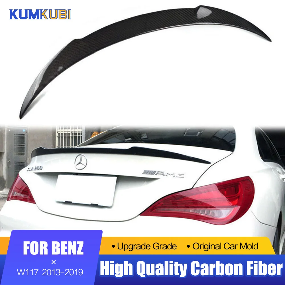 W117 Rear Trunk Spoiler CS Style Real Carbon Fiber Rear Spoiler Trunk Wing For Mercedes-Benz CLA W117 C117 Spoiler 2013-2019