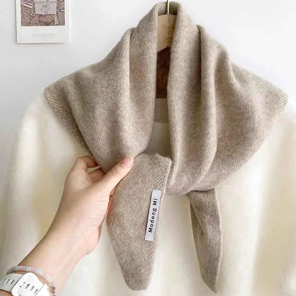 British Korean Style Niche Wool Knitted Triangular Scarf Women Headscarf Knitted Scarf Multi-functional Warm Knitted Scarf