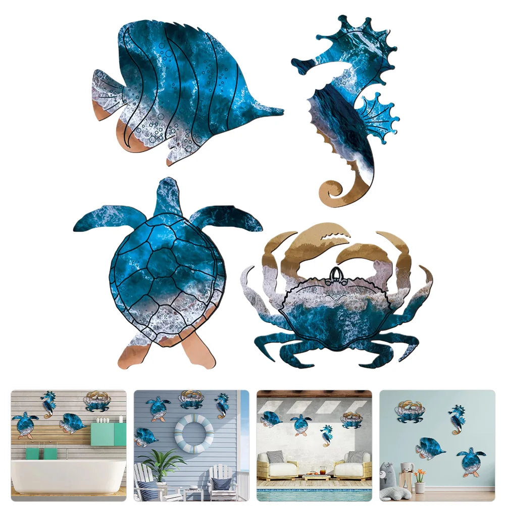 

Ocean Crab Sea Life Wall Decor Office Turtle Pool Decorations Outdoor Seahorse Iron Beach Fish
