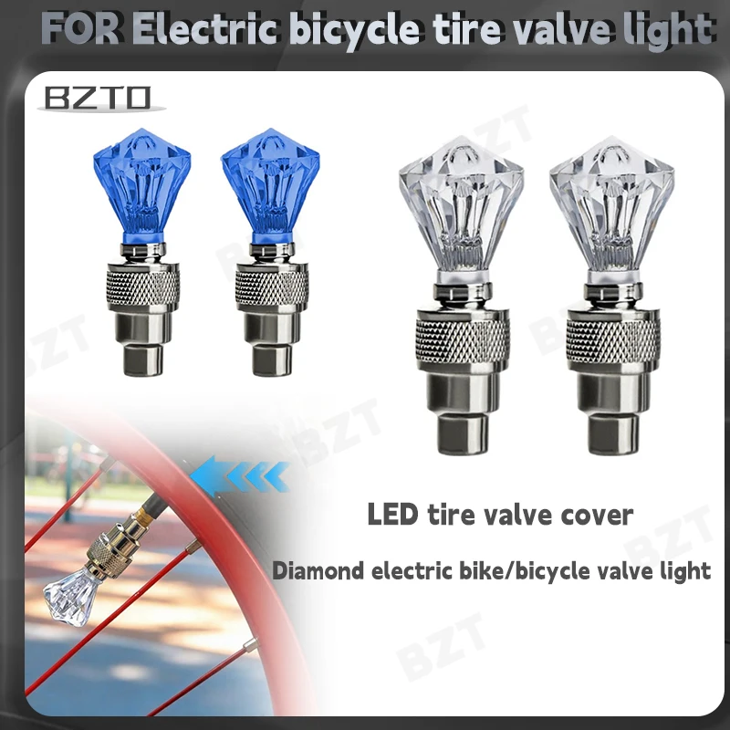 LED Luminous Tire Cap Waterproof Sealed Valve Light, Diamond Gem Night Riding Wheel Hub Warning Light for Electric Vehicles view 3