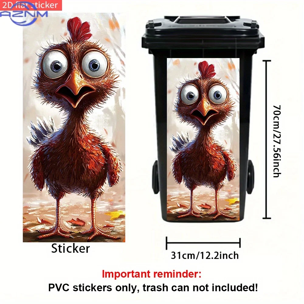 1pc, Funny Turkey Theme, Trash Can Sticker, 2D Flat Holiday Party Decoration, Self-Adhesive PVC Sticker, Outdoor Waterproof, S