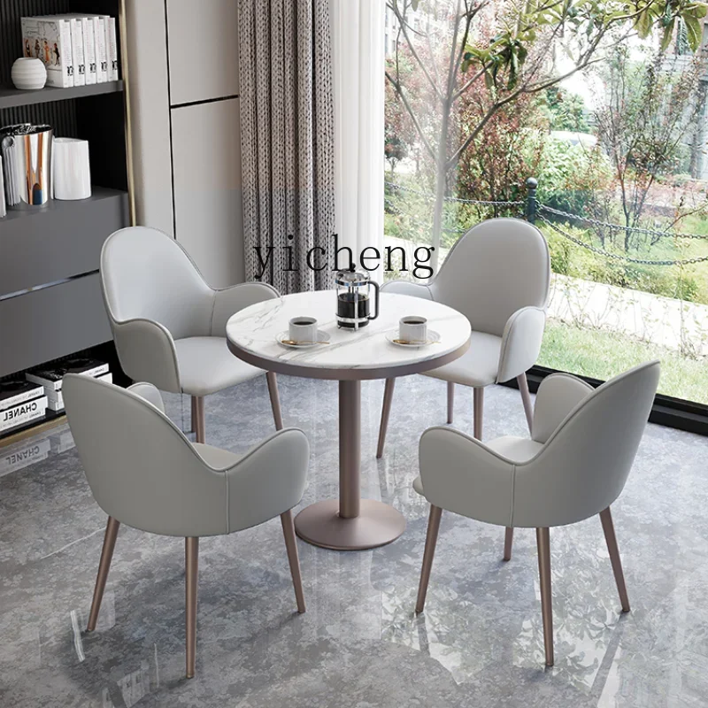 ZC Table and Chair Combination Small Apartment Dining Table Home Leisure Reception Milk Tea Commercial Store Small round Table