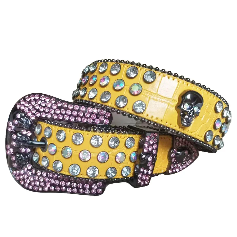 

Luxury Punk Y2K bb Western Cowboy Rhinestone Belt Studded Diamond PU Leather Belt Women's belt