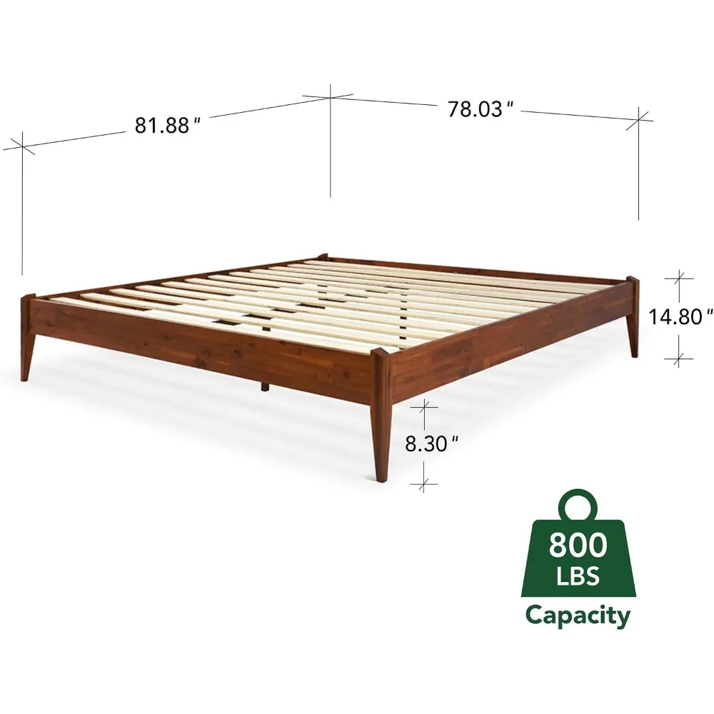 Struttura letto con piattaforma in legno massello alto 15 pollici - Falegnameria giapponese realizzata - Stile moderno e minimalista