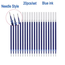 20Pcs Set Gel Pen Refill 0.5mm Needle Bullet Tip Black Blue Red Color Ink Cartridge Office School Writing Stationery Accessories