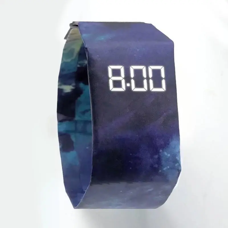 Women Waterproof Wristband Paper Watch LED Clock Watch Creative Digital Paper Strap Watches Sport Watch Wristwatch