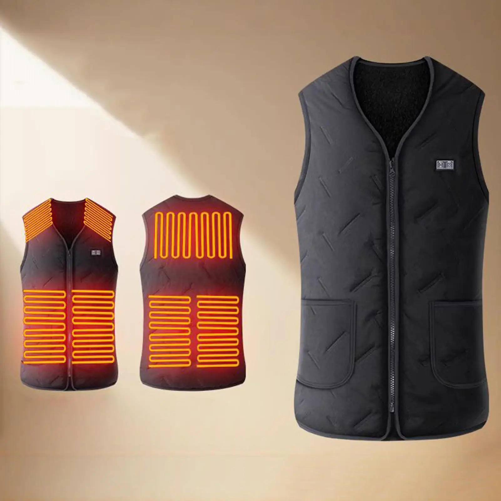 سترة ساخنة للرجال 3 إعدادات لدرجة الحرارة ملابس خفيفة الوزن شحن USB 7 مناطق تسخين قابلة للغسل سترة تدفئة لكبار السن