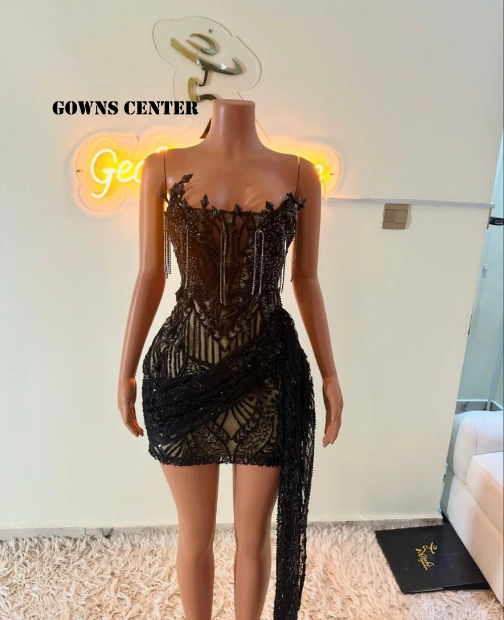 

Design Stones Black Aso Ebi Mermaid Prom Dress With Train Pleat African Evening Party Gowns Luxury Dresses Women Customized