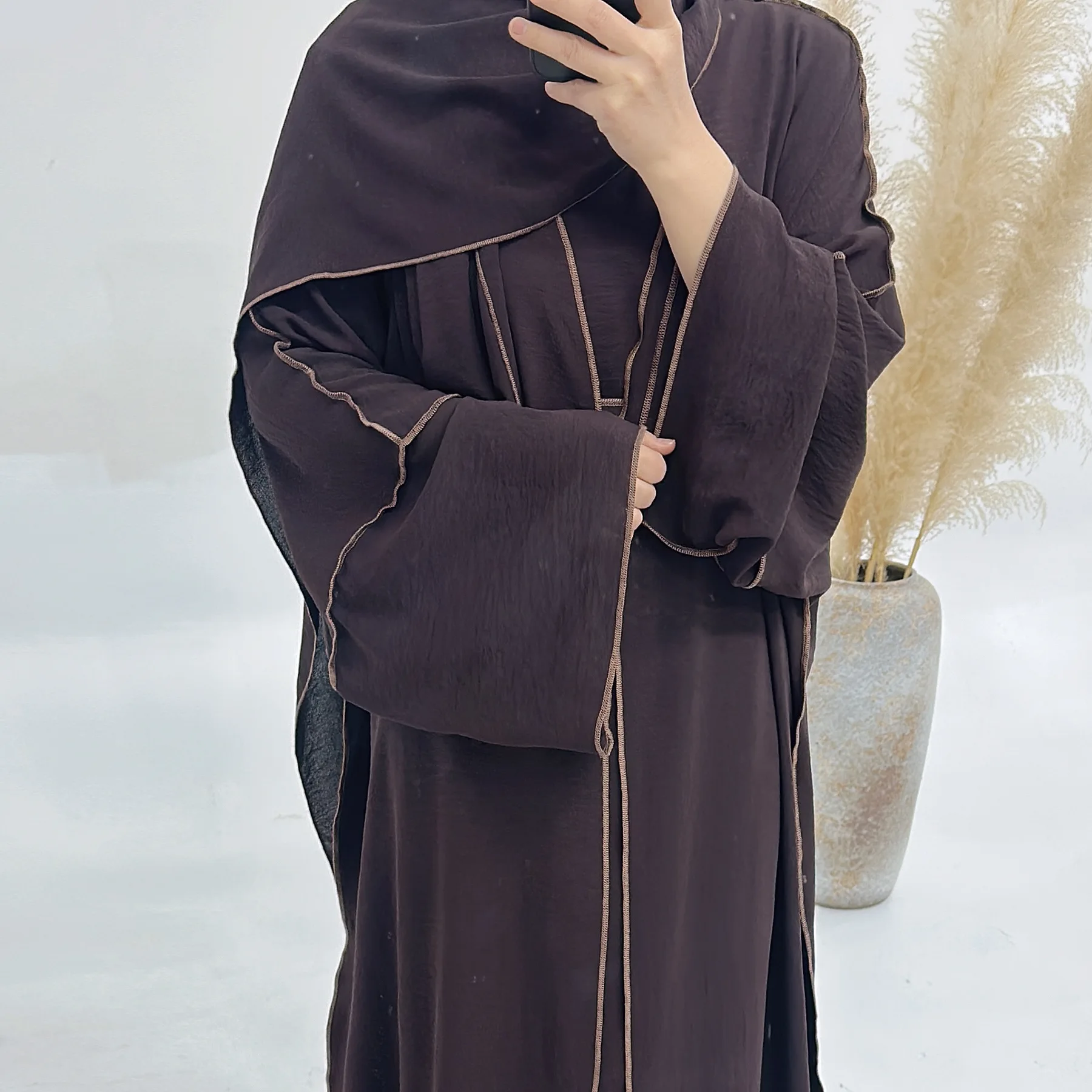 

3PCS Modest Muslim Women Abaya Kimono Cardigan Hijab Scarf Maxi Dress Eid Ramadan Islamic Clothing Outfits Dubai Kaftan Djellaba