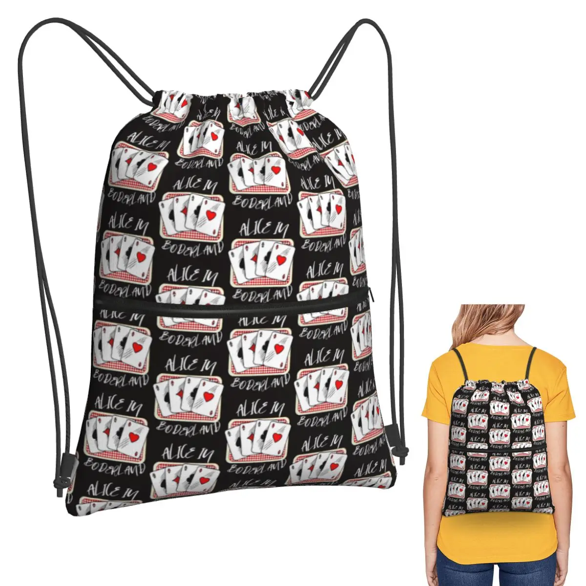 حقائب ظهر Alice In Borderland كاجوال محمولة برباط وحقائب أحذية وحقائب كتب لطلاب السفر #1