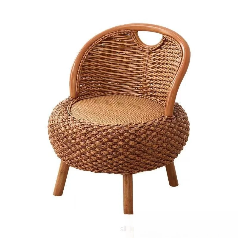 

Household balcony rattan chair single backrest chair woven three-piece set lazy rattan courtyard simple rattan small stool