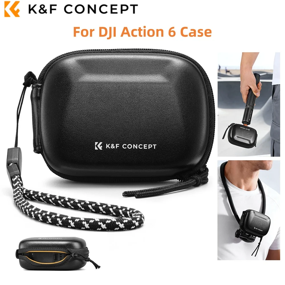 K&F CONCEPT EVA Hard Semi Open Carrying Case Small Storage Bag for DJI Osmo Action 6/3/4/5 Pro Insta360 Ace Pro 2 Go Pro Hero 8