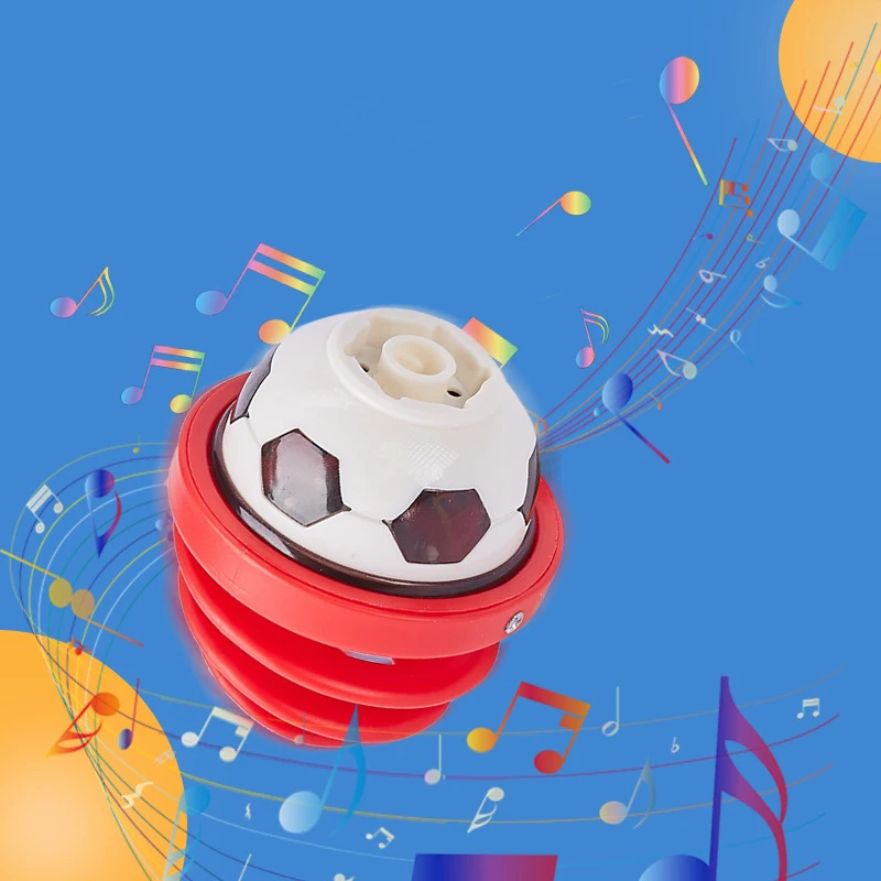 New With Light Music Simulation Soccer Flash Gyro Toys Creative Rotating Spring Music Gyro Children's Light-emitting Toys