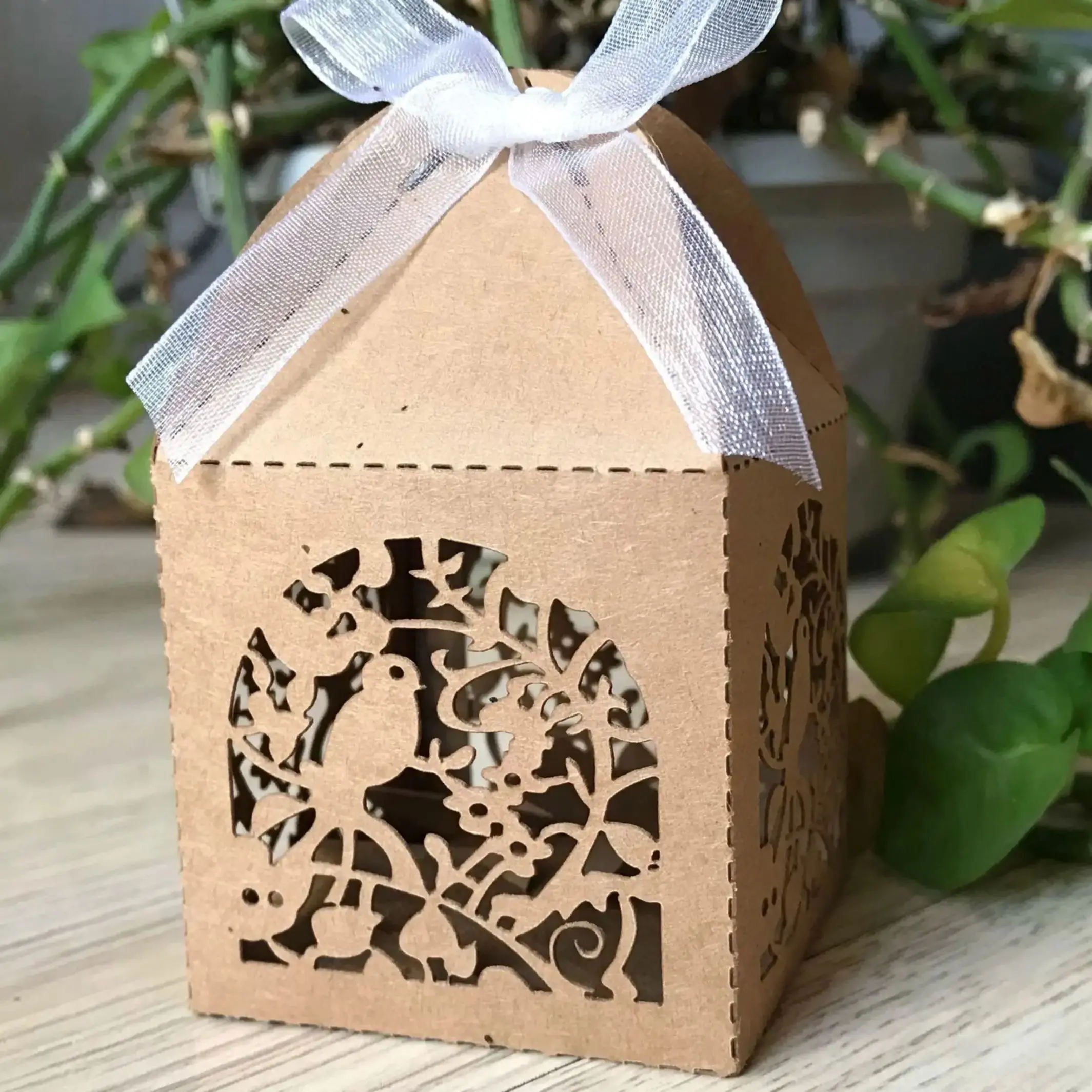 

10pcs Cute Bird Kraft Brown Small Candy Packaging Boxes,DIY Folding Laser Cut Box for Wedding Birthday Party Favor Decoration