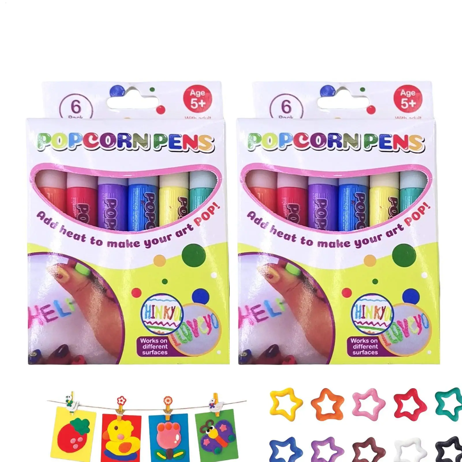 2set Diy Bubble Popcorn Drawing Pens Magical Puffy Pens 6 Color Puffy Bubble 3d Art Pen Creative Markers For Children Drawing view 2