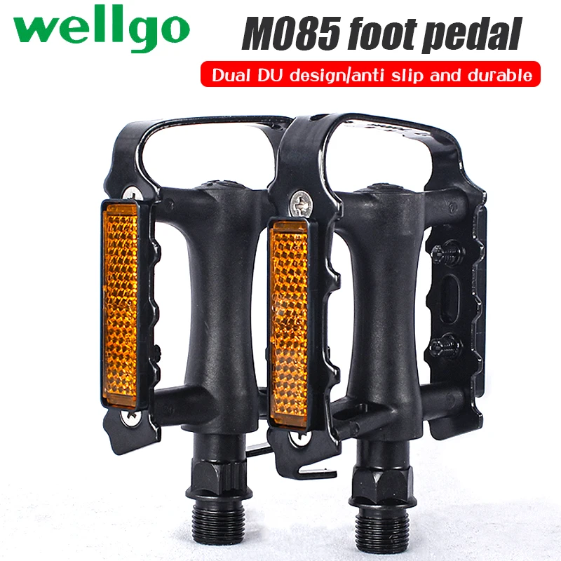 

WELLGO M085 MTB Pedal Mountain Bike Bearing pedals Double DU Aluminum Alloy Bicycle Anti-skid Treadle Accessories Parts