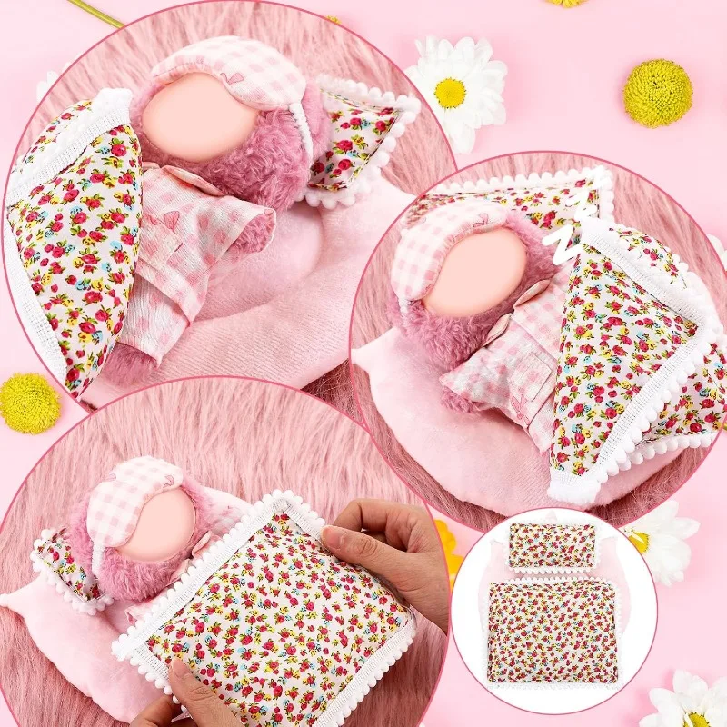 3 pièces de coussins pour poupées de 17 cm, matelas, housses de couette, jolies housses de lit à fleurs, accessoires pour poupées, cadeaux de sommeil confortables