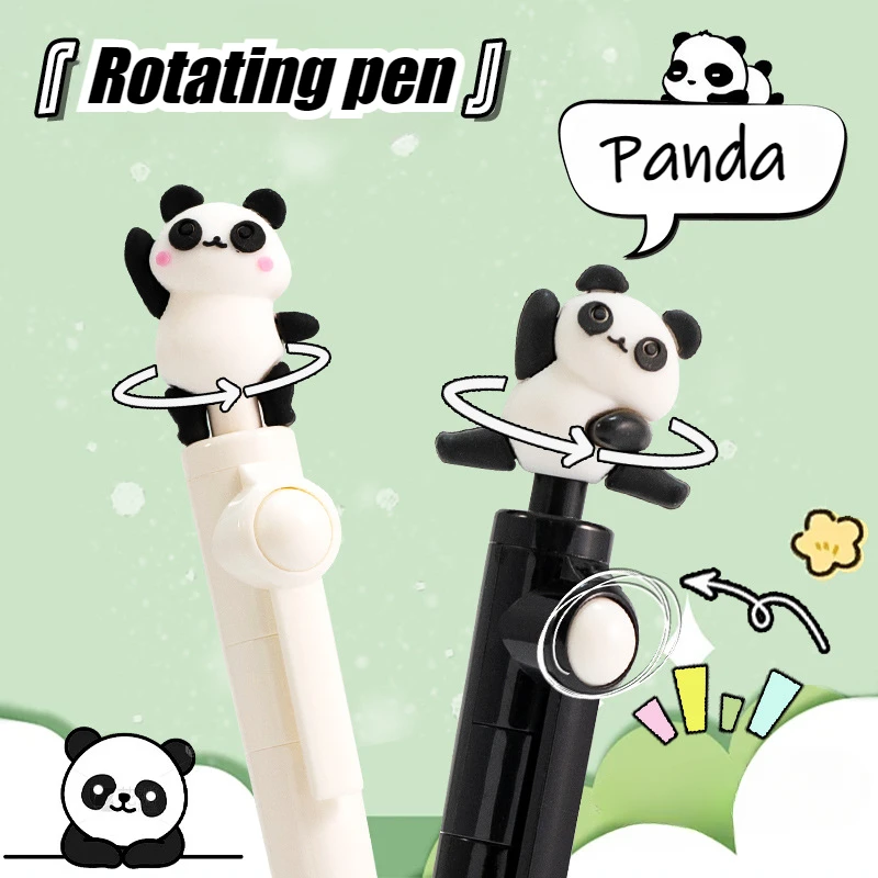 1Pc Creative Fun Rotating Panda Gel Pen 0.5mm Student Note Test Writing Pen Kids Stationery Decompression Pen School Supplies