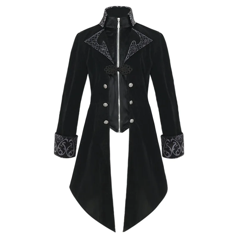 NEW Men Renaissance Pirate Vampire Gothic Jacket Vintage Warlock Frock Coat Black Medieval Steampunk Tailcoat Halloween Costume