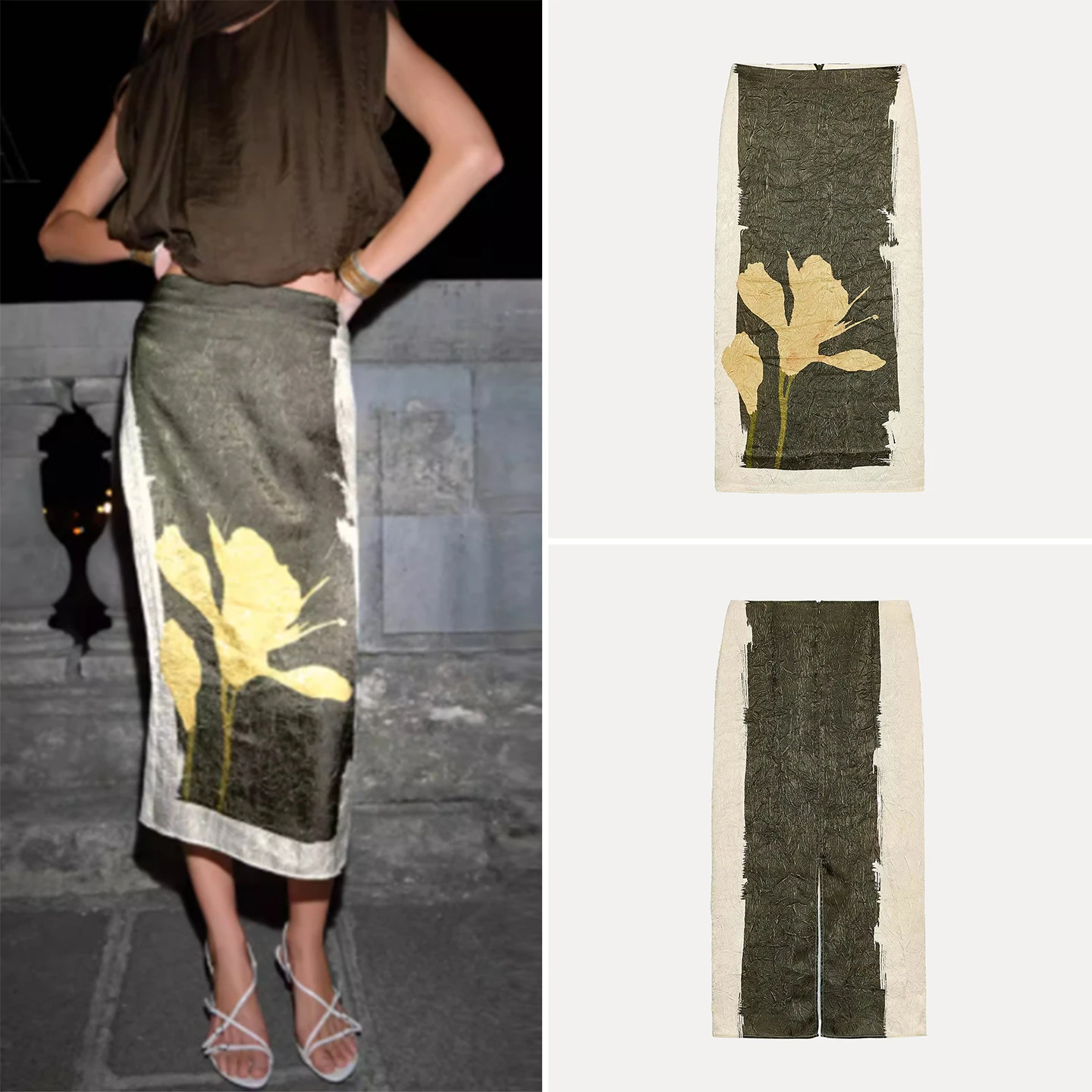 

Z женская плиссированная юбка-миди с морским принтом, повседневная одежда в европейском стиле, Новое поступление 2025, женская юбка