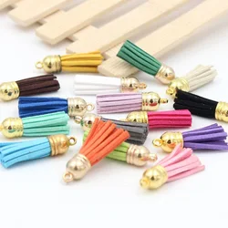 38mm 20 -100pcs Gold Top Suede Faux Leather Tassles Fringe DIY Keychain Jewelry Finding Earring Curtain Bags Clothes Decoration