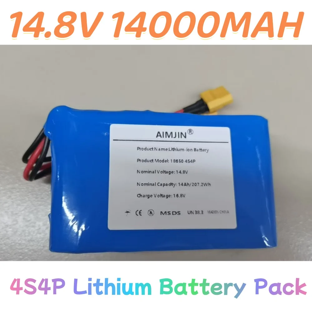 14.8V 14Ah 18650 Lithium Battery Pack 4S4P 16.8V LED Night Fishing Light Heater Miner's Light Amplifier Battery
