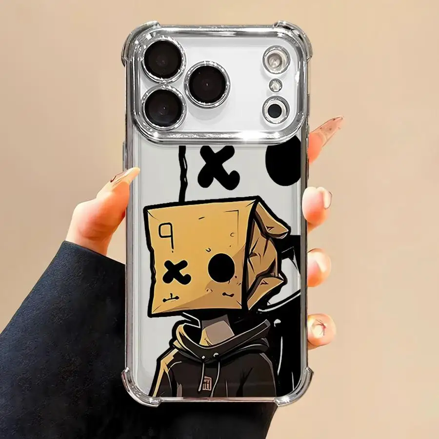 حافظة هاتف لهاتف ابل ايفون 17 اير 16e 16 15 14 بلس 13 12 11 برو ماكس غطاء ناعم نمط رجل ورقي كرتوني