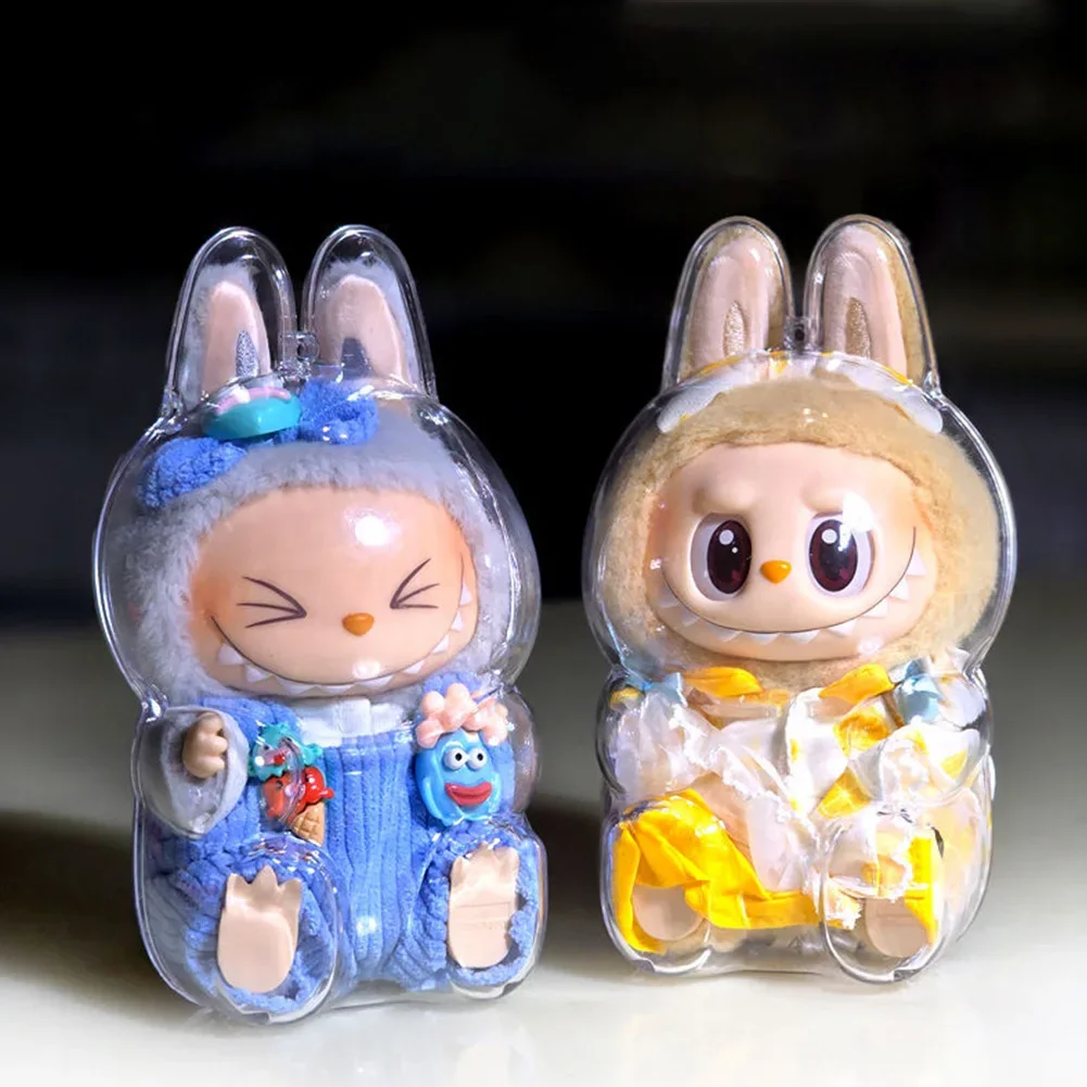 1PC Clear Acrylic Protective Case for Plush Dolls Display Keychain Bag for Labubu V2 Pary Birthday Christmas Gifts (No Doll)