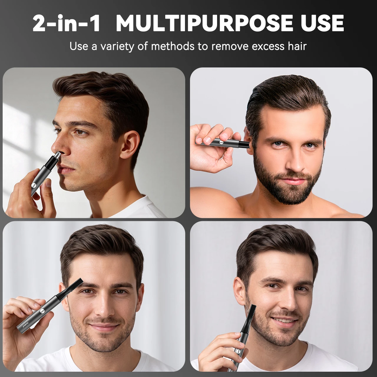 Solimpia Elektrischer Nasenhaarschneider für Männer, USB-Aufladung, Ohren-, Nasen- und Augenbrauen-Trimmer, Kotelettenrasierer, 2-in-1-Set – Detail 2