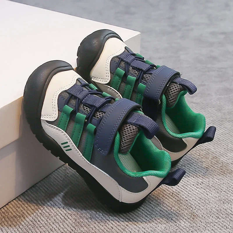 Shoes for Children Anti Slip Comfortable 2026 Kids Casual Shoes Sneakers PU Leather Color Blocking Spring Soft Designer Shoes