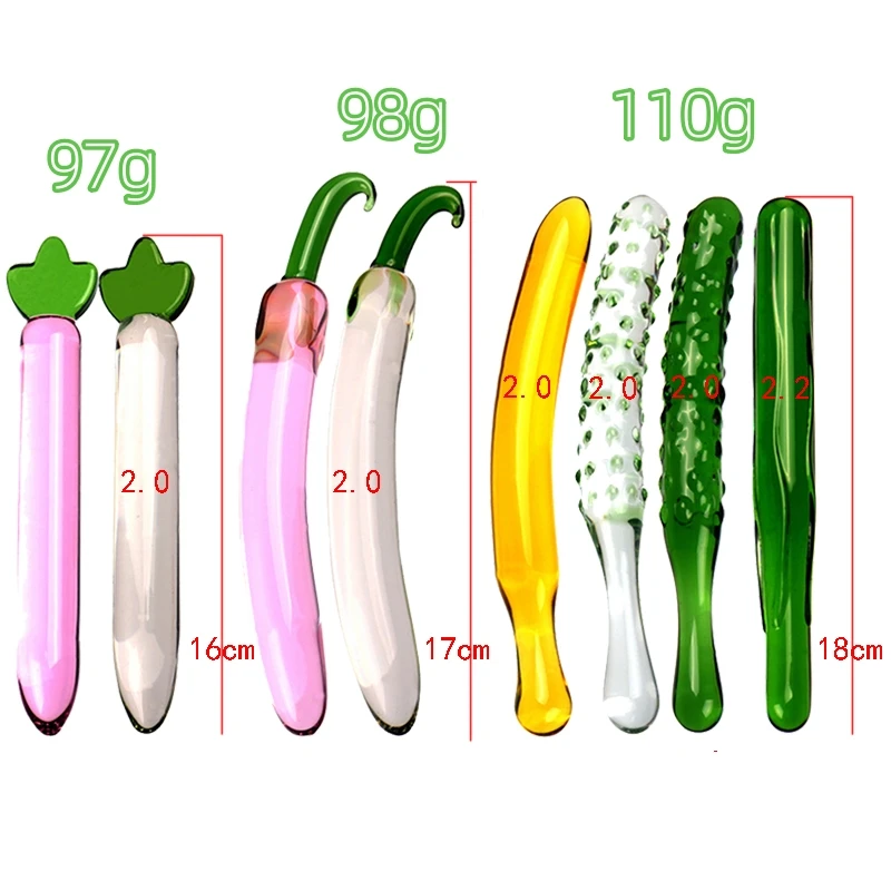 VaHppy frutta/verdura dildo stilizzati pene artificiale 100g 18*2cm masturbatori di vetro per ragazze giocattoli del sesso per le donne SM BDSM