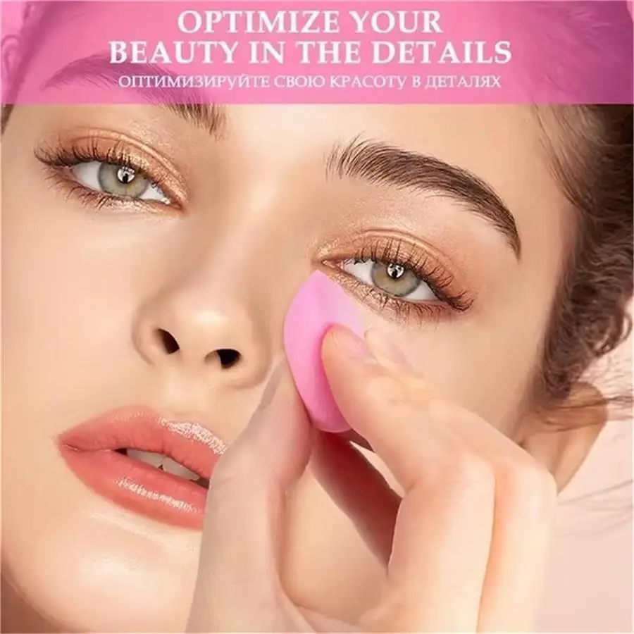 6pcs Makeup Sponge Puff Set Include 4pcs Mini Waterdrop Shape Makeup Sponge & 2pcs Finger Powder Puff Makeup Puff For Loose Powd