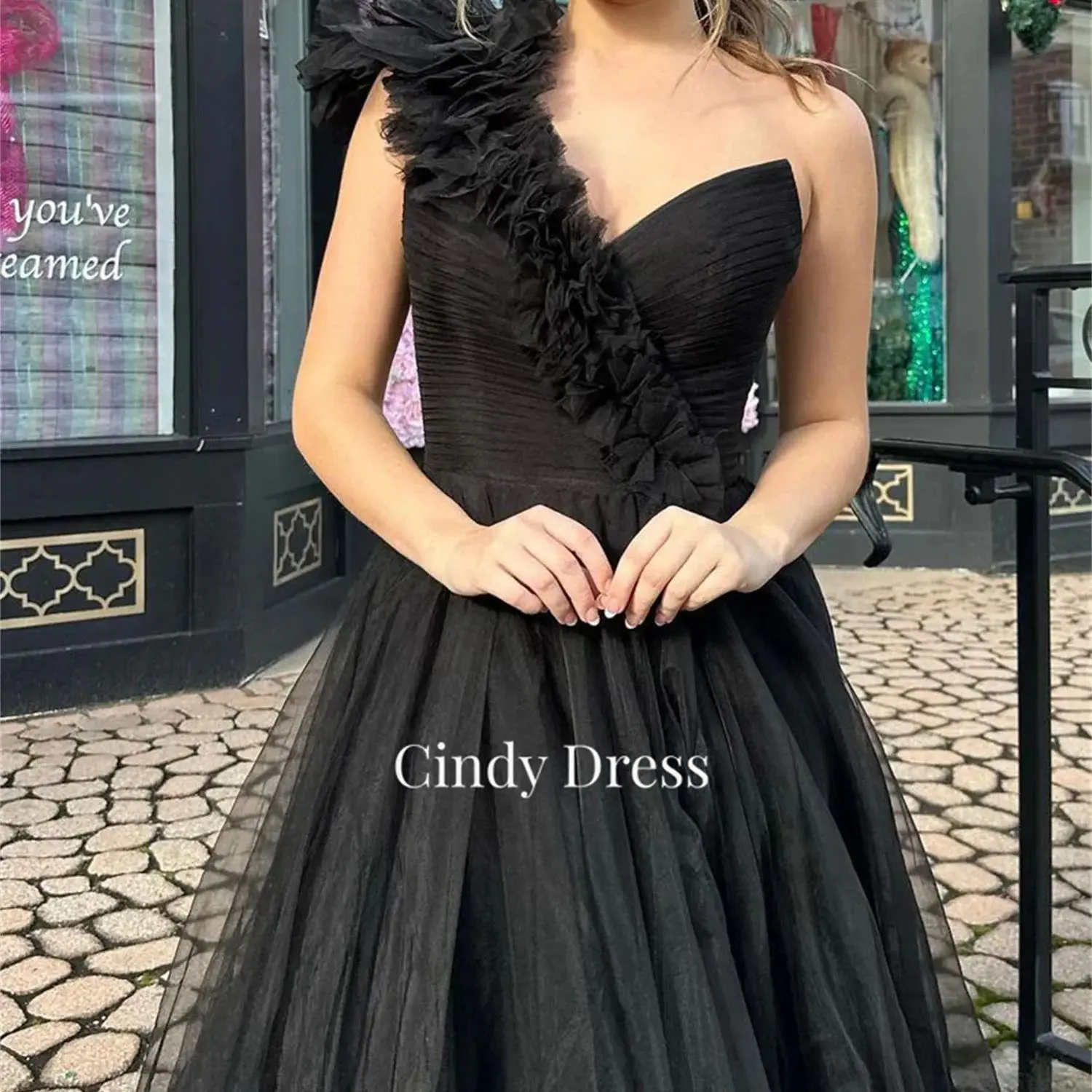 

Cindy Customized Black A-line Mesh Chubby Elegant Party Dresses Woman Evening Gala Prom Wedding Dress 2024 Graduation Saudi Long