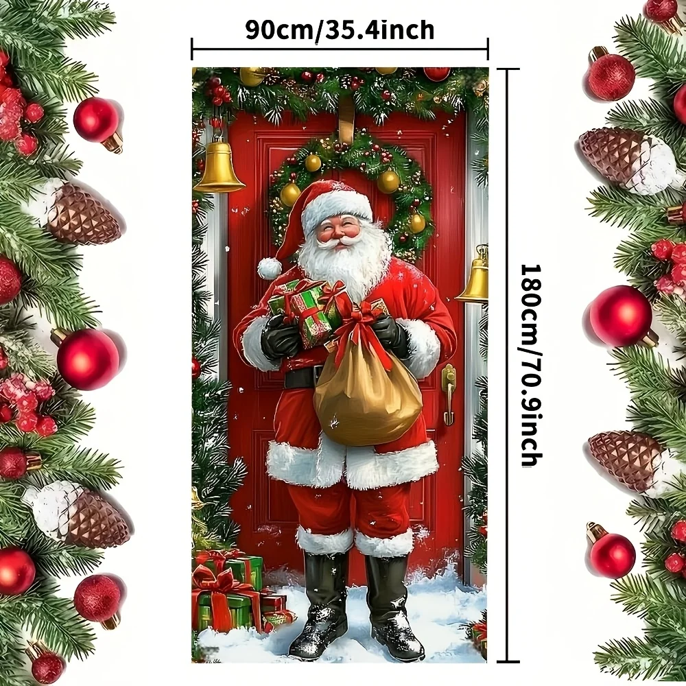 2D flat door stickers, 2D door curtains, large-scale Santa Claus and rabbit Christmas door curtains
