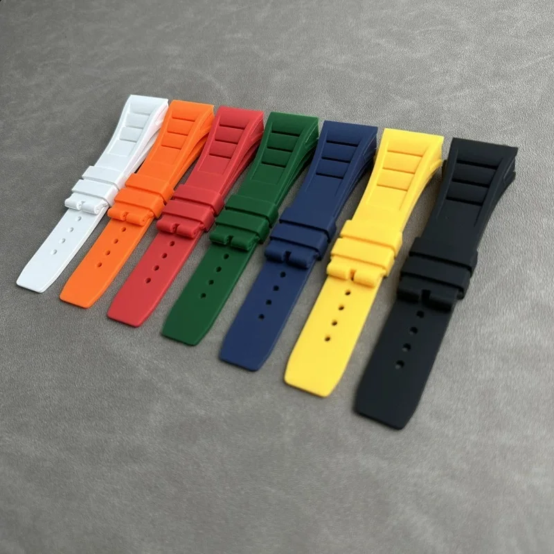 High Quality Soft Rubber Watchband For Richard Mille RM011 Series Bracelet Screw Style Men Watch accessory Strap 25mm-20mm